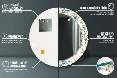 Ronde spiegel met decoratie Aquarelbloemen