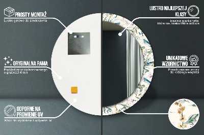 Ronde spiegel met decoratie Aquarelbloemen