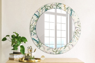 Ronde spiegel met decoratie Aquarelbloemen