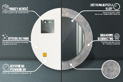 Bedrukte ronde spiegel Vintage beton