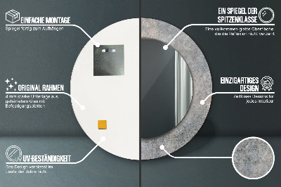 Bedrukte ronde spiegel Vintage beton