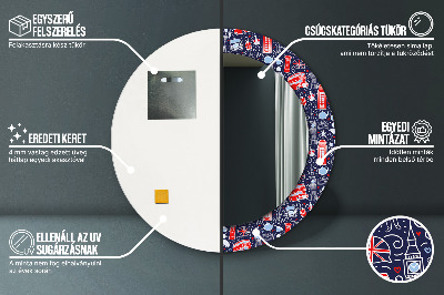 Ronde spiegel met decoratie Het symbool van Londen