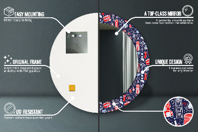 Ronde spiegel met decoratie Het symbool van Londen