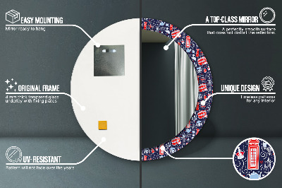 Ronde spiegel met decoratie Het symbool van Londen