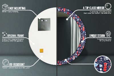 Ronde spiegel met decoratie Het symbool van Londen