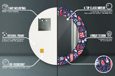 Ronde spiegel met decoratie Het symbool van Londen