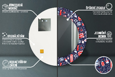 Ronde spiegel met decoratie Het symbool van Londen