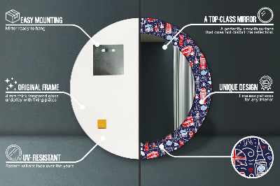 Ronde spiegel met decoratie Het symbool van Londen