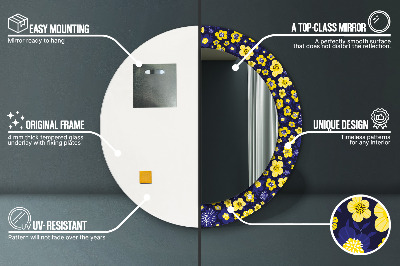 Bedrukte ronde spiegel Lieve kleine bloemen