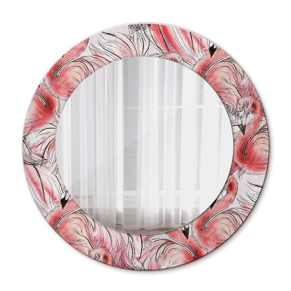 Ronde spiegel met decoratie Flamingo patroon
