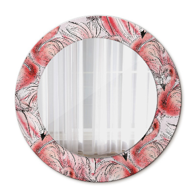 Ronde spiegel met decoratie Flamingo patroon