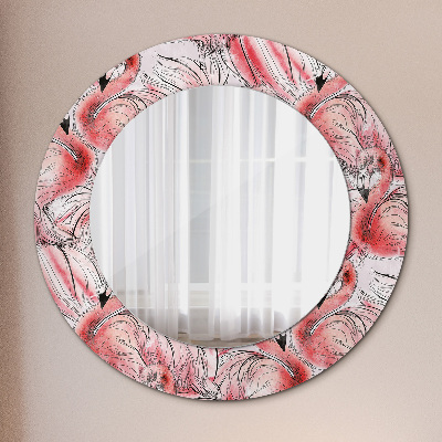 Ronde spiegel met decoratie Flamingo patroon