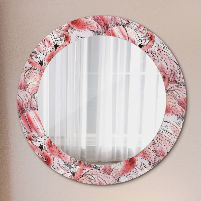 Ronde spiegel met decoratie Flamingo patroon