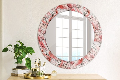 Ronde spiegel met decoratie Flamingo patroon