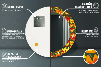 Bedrukte ronde spiegel Retro tulpen