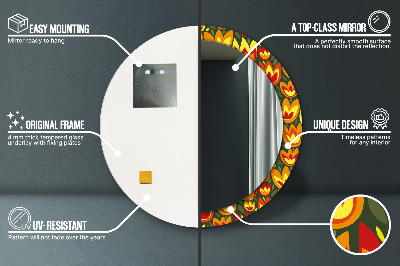 Bedrukte ronde spiegel Retro tulpen