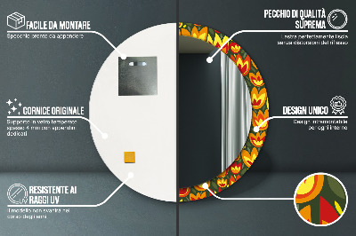 Bedrukte ronde spiegel Retro tulpen