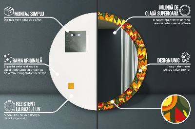 Bedrukte ronde spiegel Retro tulpen