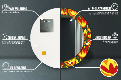 Bedrukte ronde spiegel Retro tulpen