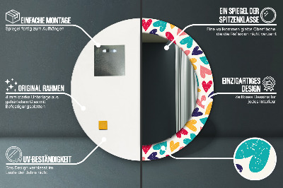 Ronde spiegel met decoratie Kleurrijke harten