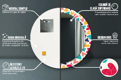 Ronde spiegel met decoratie Kleurrijke harten