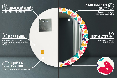 Ronde spiegel met decoratie Kleurrijke harten