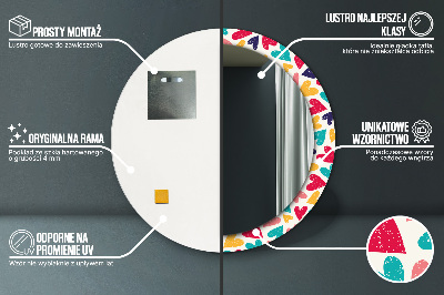 Ronde spiegel met decoratie Kleurrijke harten