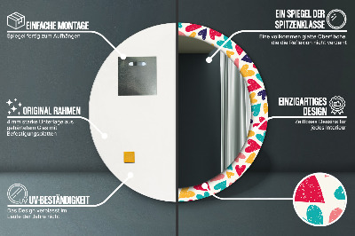 Ronde spiegel met decoratie Kleurrijke harten