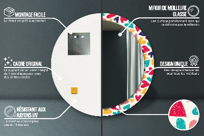 Ronde spiegel met decoratie Kleurrijke harten