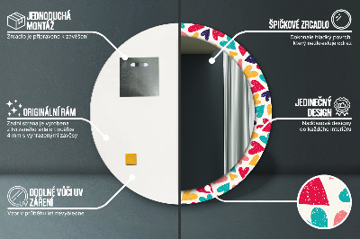 Ronde spiegel met decoratie Kleurrijke harten