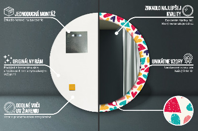 Ronde spiegel met decoratie Kleurrijke harten