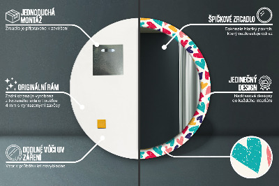 Ronde spiegel met decoratie Kleurrijke harten