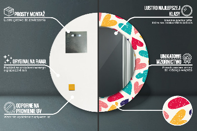 Ronde spiegel met decoratie Kleurrijke harten