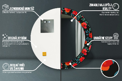 Ronde spiegel met decoratie Rode klaproos
