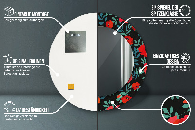 Ronde spiegel met decoratie Rode klaproos