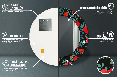 Ronde spiegel met decoratie Rode klaproos