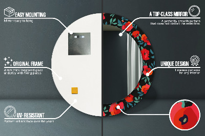 Ronde spiegel met decoratie Rode klaproos