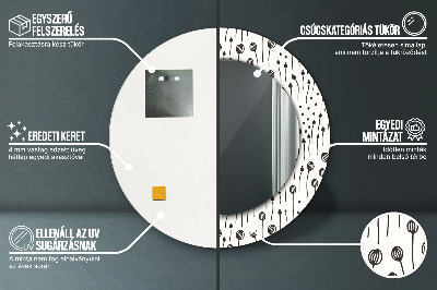 Ronde spiegel met decoratie Bloementekening