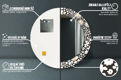 Bedrukte ronde spiegel Ivoorkleurige madeliefjes