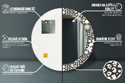 Bedrukte ronde spiegel Ivoorkleurige madeliefjes