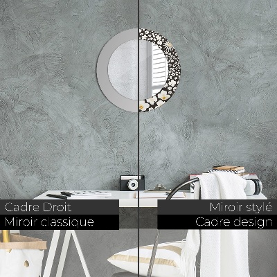 Bedrukte ronde spiegel Ivoorkleurige madeliefjes