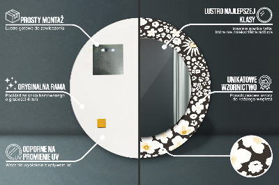 Bedrukte ronde spiegel Ivoorkleurige madeliefjes