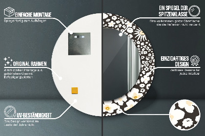 Bedrukte ronde spiegel Ivoorkleurige madeliefjes