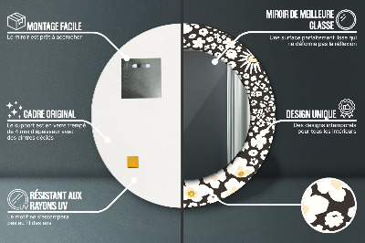 Bedrukte ronde spiegel Ivoorkleurige madeliefjes