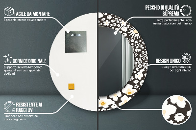 Bedrukte ronde spiegel Ivoorkleurige madeliefjes