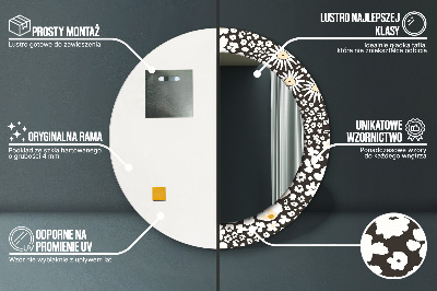 Bedrukte ronde spiegel Ivoorkleurige madeliefjes