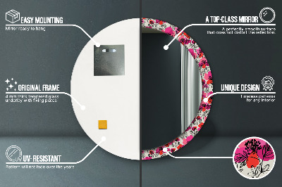 Ronde spiegel met decoratie Roze klaprozen