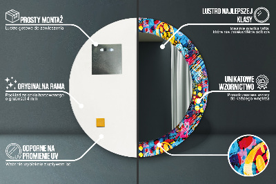Bedrukte ronde spiegel Kleurrijke krabbels