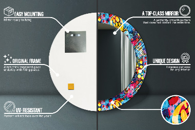 Bedrukte ronde spiegel Kleurrijke krabbels