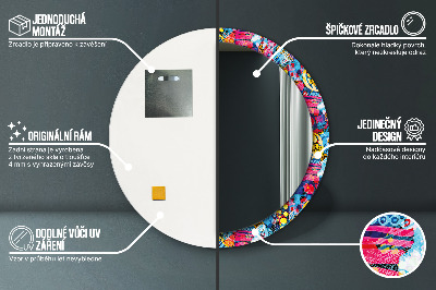 Bedrukte ronde spiegel Kleurrijke krabbels